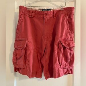Vintage Polo Ralph Lauren Gellar Classic Fit Cotton Cargo Shorts Red Pink Sz 36